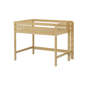 HIP NS : Standard Loft Beds Full Mid Loft Bed with Straight Ladder on End, Slat, Natural