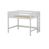 HIP WP : Standard Loft Beds Full Mid Loft Bed with Straight Ladder on End, Panel, White
