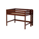 HIP XL CP : Standard Loft Beds Full XL Mid Loft Bed with Straight Ladder on End, Panel, Chestnut