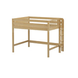 HIP XL NP : Standard Loft Beds Full XL Mid Loft Bed with Straight Ladder on End, Panel, Natural
