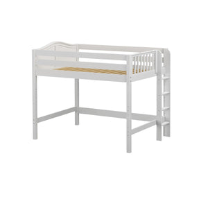 HIP XL NS : Standard Loft Beds Full XL Mid Loft Bed with Straight Ladder on End, Slat, Natural