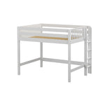 HIP XL WP : Standard Loft Beds Full XL Mid Loft Bed with Straight Ladder on End, Panel, White