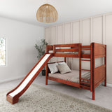 HIPHIP CP : Play Bunk Beds Full Medium Bunk Bed with Slide and Straight Ladder on Front, Panel, Chestnut