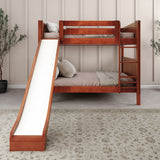 HIPHIP CP : Play Bunk Beds Full Medium Bunk Bed with Slide and Straight Ladder on Front, Panel, Chestnut