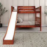 HIPHIP CS : Play Bunk Beds Full Medium Bunk Bed with Slide and Straight Ladder on Front, Slat, Chestnut