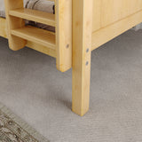 HIPHIP NP : Bunk Bed Classic Mid Full Bunk Bed with Slide and Straight Ladder on Front, Natural Birch Panel