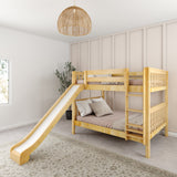 HIPHIP NS : Play Bunk Beds Full Medium Bunk Bed with Slide and Straight Ladder on Front, Slat, Natural