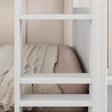 HIPHIP WP : Bunk Bed Classic Mid Full Bunk Bed with Slide and Straight Ladder on Front, Classic White Panel