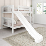 HIPHIP WS : Play Bunk Beds Full Medium Bunk Bed with Slide and Straight Ladder on Front, Slat, White