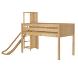 HOCUS NP : Play Loft Beds Twin Low Loft Bed with Slide Platform, Panel, Natural