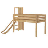 HOCUS NS : Play Loft Beds Twin Low Loft Bed with Slide Platform, Slat, Natural