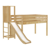 HOCUS NS : Play Loft Beds Twin Low Loft Bed with Slide Platform, Slat, Natural