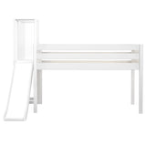 HOCUS WP : Play Loft Beds Twin Low Loft Bed with Slide Platform, Panel, White