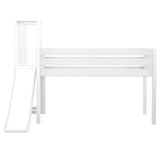 HOCUS WS : Play Loft Beds Twin Low Loft Bed with Slide Platform, Slat, White