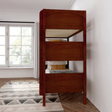 HOLY CP : Triple Bunk Classic Twin Triple Bunk Bed with Two Straight Ladders on Front, Chestnut Panel