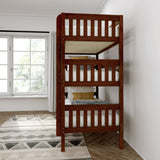 HOLY CS : Triple Bunk Classic Twin Triple Bunk Bed with Two Straight Ladders on Front, Chestnut Slats