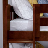 HOLY XL CS : Triple Bunk Classic Twin XL Triple Bunk Bed with Two Straight Ladders on Front, Chestnut Slats