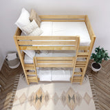 HOLY NP : Triple Bunk Classic Twin Triple Bunk Bed with Two Straight Ladders on Front, Natural Birch Panel
