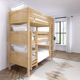 HOLY XL NP : Multiple Bunk Beds Twin XL Triple Bunk Bed with Straight Ladders on Front, Panel, Natural