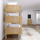 HOLY NP : Triple Bunk Classic Twin Triple Bunk Bed with Two Straight Ladders on Front, Natural Birch Panel