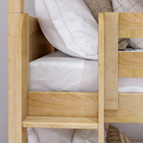 HOLY NP : Triple Bunk Classic Twin Triple Bunk Bed with Two Straight Ladders on Front, Natural Birch Panel