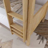 HOLY NP : Triple Bunk Classic Twin Triple Bunk Bed with Two Straight Ladders on Front, Natural Birch Panel