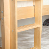 HOLY NP : Triple Bunk Classic Twin Triple Bunk Bed with Two Straight Ladders on Front, Natural Birch Panel