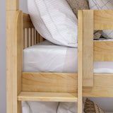HOLY NS : Triple Bunk Classic Twin Triple Bunk Bed with Two Straight Ladders on Front, Natural Birch Slats