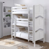 HOLY XL WC : Multiple Bunk Beds Twin XL Triple Bunk Bed with Straight Ladders on Front, Curve, White