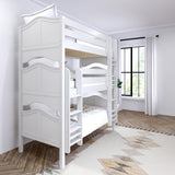 HOLY XL WC : Multiple Bunk Beds Twin XL Triple Bunk Bed with Straight Ladders on Front, Curve, White