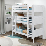 HOLY XL WP : Multiple Bunk Beds Twin XL Triple Bunk Bed with Straight Ladders on Front, Panel, White