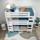 HOLY WP : Triple Bunk Classic Twin Triple Bunk Bed with Two Straight Ladders on Front, Classic White Panel