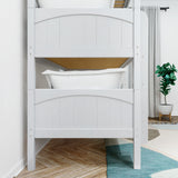 HOLY WP : Triple Bunk Classic Twin Triple Bunk Bed with Two Straight Ladders on Front, Classic White Panel