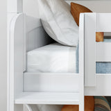 HOLY WP : Triple Bunk Classic Twin Triple Bunk Bed with Two Straight Ladders on Front, Classic White Panel
