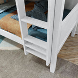 HOLY WP : Triple Bunk Classic Twin Triple Bunk Bed with Two Straight Ladders on Front, Classic White Panel