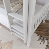 HOLY XL WS : Triple Bunk Classic Twin XL Triple Bunk Bed with Two Straight Ladders on Front, Classic White Slats
