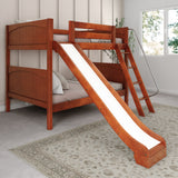 HOORAY CP : Play Bunk Beds Full Medium Bunk Bed with Slide and Angled Ladder on Front, Panel, Chestnut