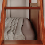 HOORAY CP : Play Bunk Beds Full Medium Bunk Bed with Slide and Angled Ladder on Front, Panel, Chestnut