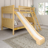 HOORAY NP : Play Bunk Beds Full Medium Bunk Bed with Slide and Angled Ladder on Front, Panel, Natural