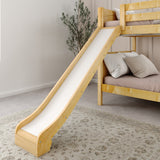 HOORAY NP : Play Bunk Beds Full Medium Bunk Bed with Slide and Angled Ladder on Front, Panel, Natural