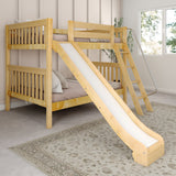 HOORAY NS : Play Bunk Beds Full Medium Bunk Bed with Slide and Angled Ladder on Front, Slat, Natural