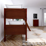 HOTHOT CP : Classic Bunk Beds Twin Low Bunk Bed with Angled Ladder on Front, Panel, Chestnut