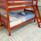 HOTHOT CS : Classic Bunk Beds Twin Low Bunk Bed with Angled Ladder on Front, Slat, Chestnut