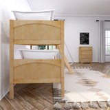HOTHOT NP : Classic Bunk Beds Twin Low Bunk Bed with Angled Ladder on Front, Panel, Natural