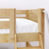 HOTHOT NP : Classic Bunk Beds Twin Low Bunk Bed with Angled Ladder on Front, Panel, Natural