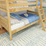 HOTHOT NS : Classic Bunk Beds Twin Low Bunk Bed with Angled Ladder on Front, Slat, Natural
