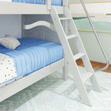 HOTHOT WC : Classic Bunk Beds Twin Low Bunk Bed with Angled Ladder on Front, Curve, White