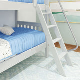HOTHOT WS : Classic Bunk Beds Twin Low Bunk Bed with Angled Ladder on Front, Slat, White