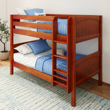 HOTSHOT CP : Classic Bunk Beds Twin Low Bunk Bed with Straight Ladder on Front, Panel, Chestnut