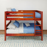 HOTSHOT CP : Classic Bunk Beds Twin Low Bunk Bed with Straight Ladder on Front, Panel, Chestnut